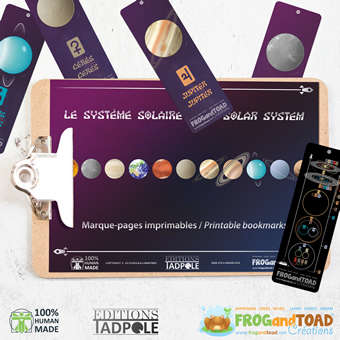 Marque-Pages Planètes Système Solaire Imprimables Printable Bookmarks Solar System Planets FROGandTOAD Créations